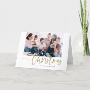 Cartes Pour Fêtes Annuelles Brush Calligraphy Gold Merriest Christmas Photo