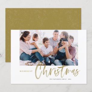 Cartes Pour Fêtes Annuelles Brush Calligraphy Gold Merriest Christmas Photo