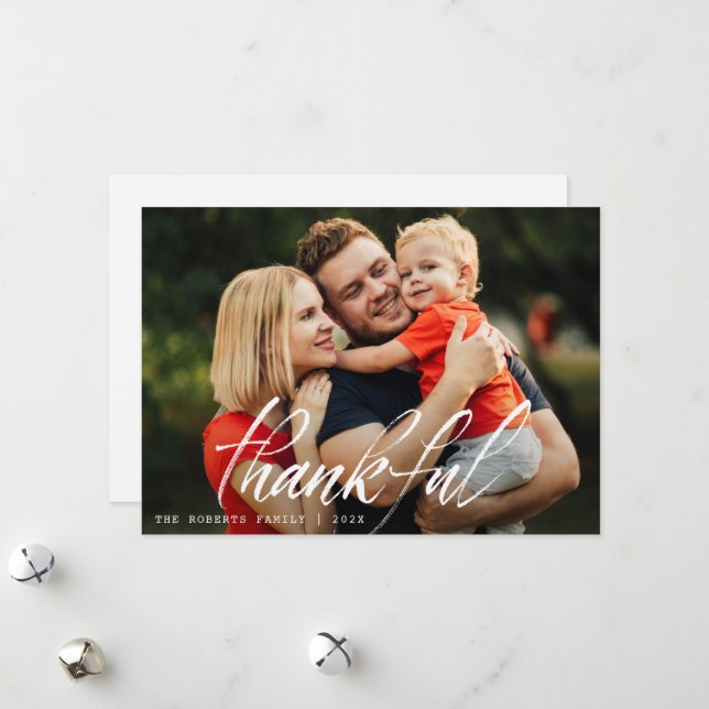 Cartes Pour Fêtes Annuelles brush rustique lettrage thanksgiving (Devant/Arrière en situation)