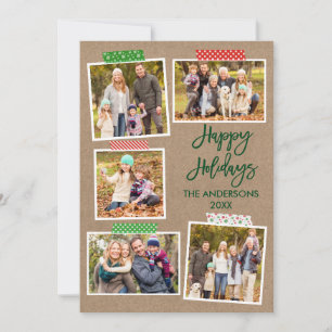 Cartes Pour Fêtes Annuelles Brush Script Joyeux Vacances Artisanat Bande Kraft