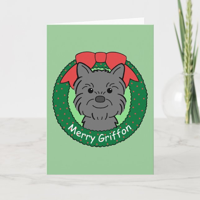 Cartes Pour Fêtes Annuelles Bruxelles Griffon Noël (Devant)