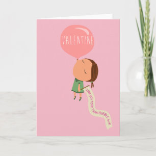 Cartes Pour Fêtes Annuelles bubble-gum de soufflement de fille