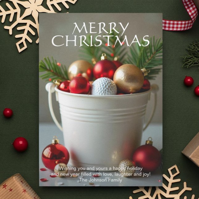 Cartes Pour Fêtes Annuelles Bucket de balle de golf de Noël (Créateur téléchargé)