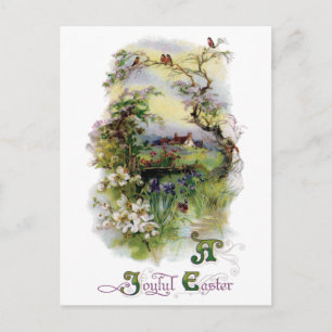 Cartes Pour Fêtes Annuelles Bucolic Farm in Bloom Vintage Easter