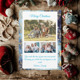Cartes Pour Fêtes Annuelles Budget Blue Christmas Plaid  3 Photo Holiday Card