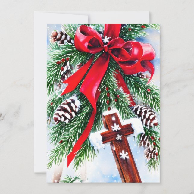 Cartes Pour Fêtes Annuelles budget croix de Noël et nœud  (Devant)
