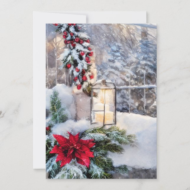 Cartes Pour Fêtes Annuelles Budget de lanterne enneigée mini Noël (Devant)