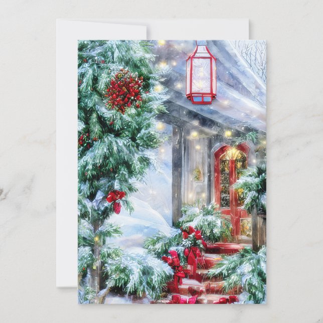 Cartes Pour Fêtes Annuelles Budget de Noël pour les marches d'escalier enneigé (Devant)