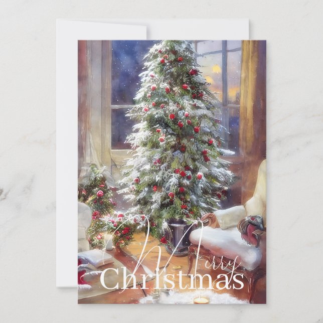 Cartes Pour Fêtes Annuelles Budget de sapin de Noël à l'ancienne  (Devant)