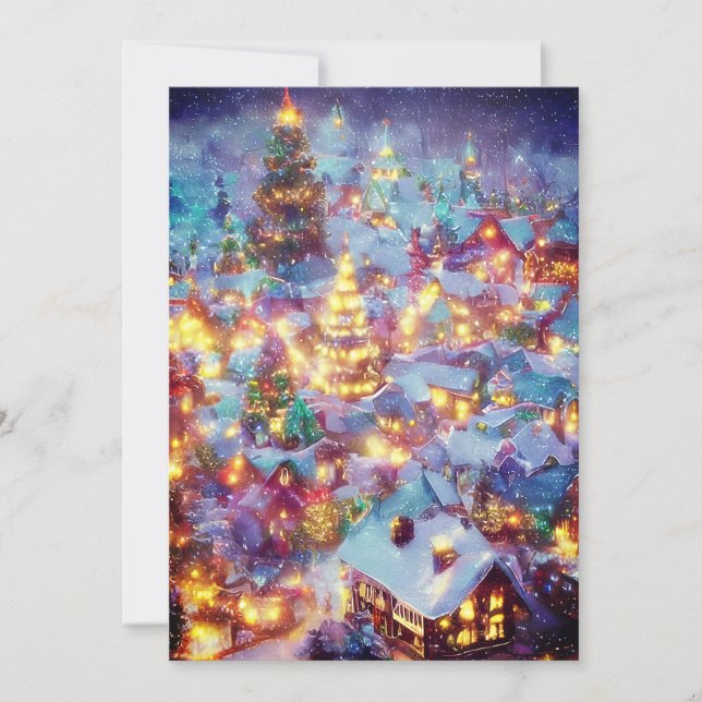Cartes Pour Fêtes Annuelles budget de village de Noël enneigé de Noël (Devant)