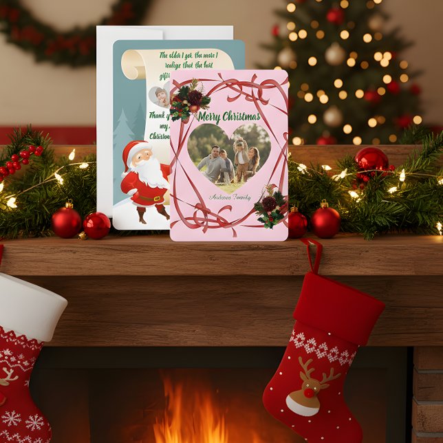 Cartes Pour Fêtes Annuelles Budget Elegant Red Bow Christmas 3 Photo  (Créateur téléchargé)