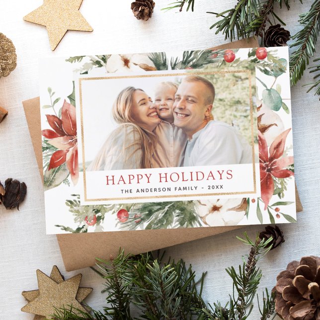 Cartes Pour Fêtes Annuelles Budget Joyeuses Fêtes de Noël Vert Photo (Créateur téléchargé)
