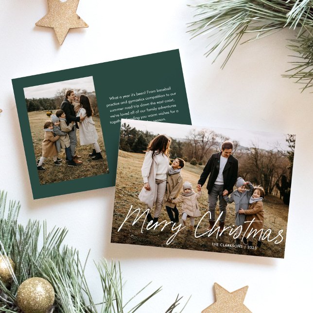 Cartes Pour Fêtes Annuelles Budget Moderne Calligraphie Joyeux Noël 2 Photo (Créateur téléchargé)