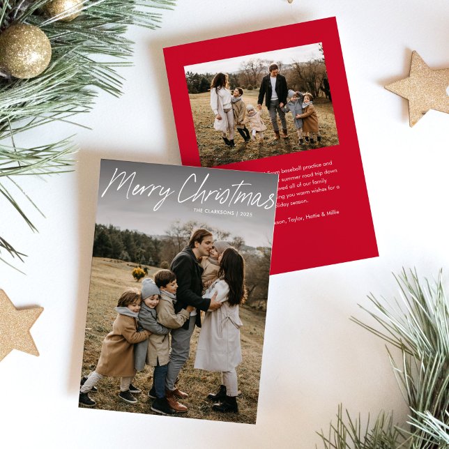 Cartes Pour Fêtes Annuelles Budget Moderne Calligraphie Joyeux Noël 2 Photo (Créateur téléchargé)