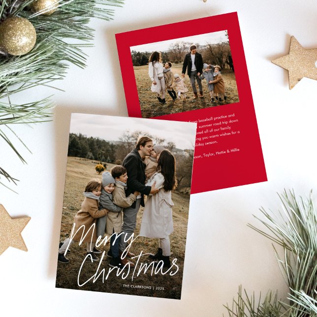 Cartes Pour Fêtes Annuelles Budget Moderne Calligraphie Joyeux Noël 2 Photo (Créateur téléchargé)