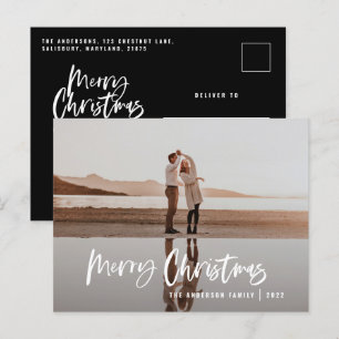 Cartes Pour Fêtes Annuelles Budget moderne minime photo noir script Noël