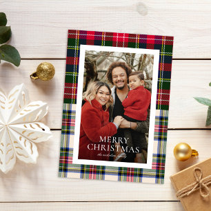 Cartes Pour Fêtes Annuelles Budget Moderne Tartan Classique Plaid Une Photo