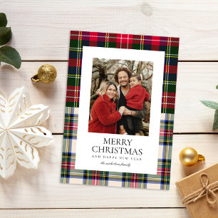 Cartes Pour Fêtes Annuelles Budget Moderne Tartan Classique Plaid Une Photo