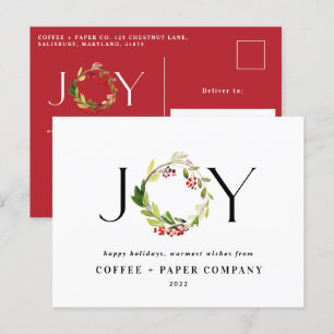 Cartes Pour Fêtes Annuelles Budget rouge vacances aquarelle botanique entrepri