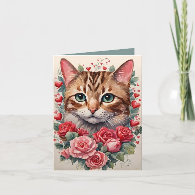 Cartes Pour Fêtes Annuelles Buff Tabby Cat Purr-fect Valentine Card (Devant)