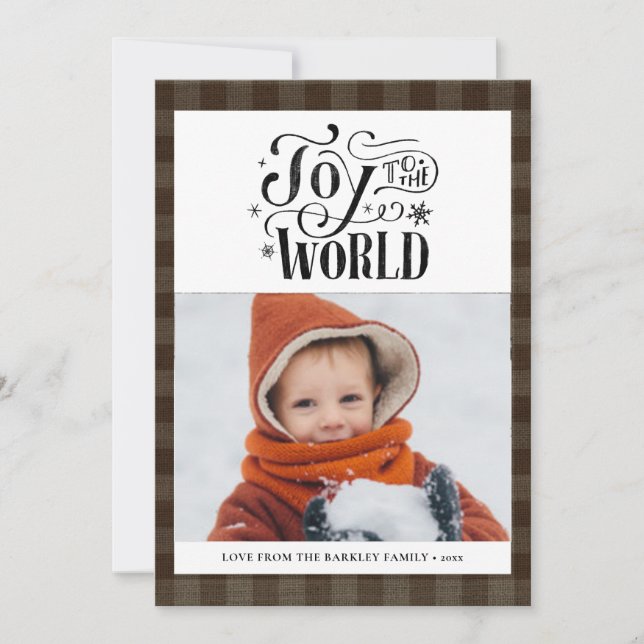 Cartes Pour Fêtes Annuelles Buffalo Brown Moderne Plaid Script Simple (Devant)