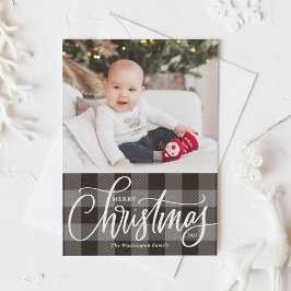 Cartes Pour Fêtes Annuelles Buffalo gris rustique Joyeux Noël photo