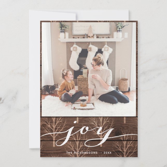 Cartes Pour Fêtes Annuelles Buffalo moderne Plaid Élégant Script JOIY Simple (Devant)