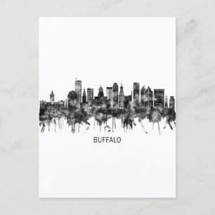 Cartes Pour Fêtes Annuelles Buffalo New York Skyline BW