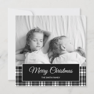 Cartes Pour Fêtes Annuelles Buffalo noir blanc Plaid Photo de Noël