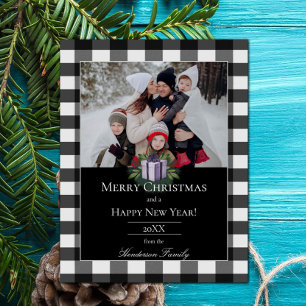 Cartes Pour Fêtes Annuelles Buffalo Plaid Christmas Cadeau Photo   Violet