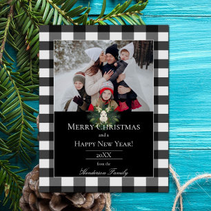 Cartes Pour Fêtes Annuelles Buffalo Plaid Festif Reindeer Photo de Noël