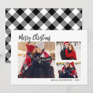 Cartes Pour Fêtes Annuelles Buffalo Plaid Rustic 3 Multi Photo Noël