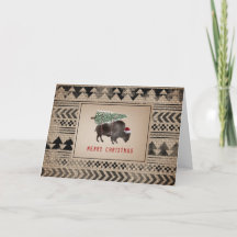 Buffle Bison Santa Joyeux Noël Arbre Toile de Jute