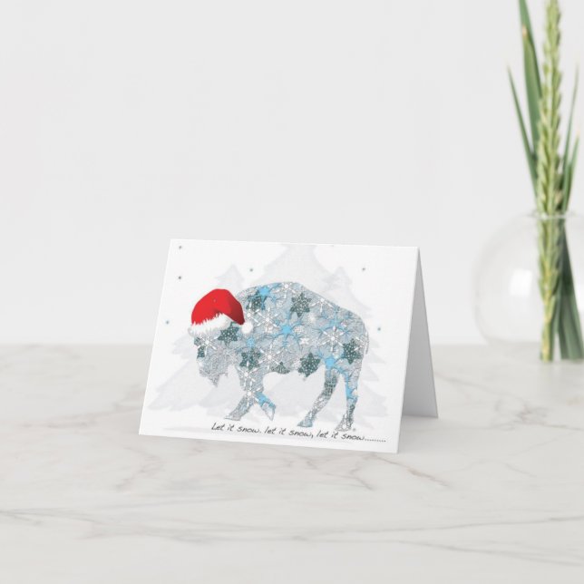 Cartes Pour Fêtes Annuelles Buffle de Noël (Devant)