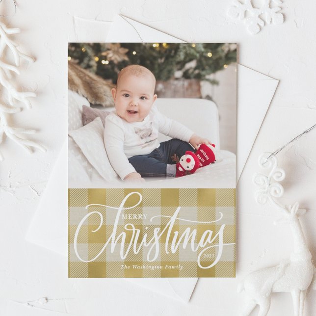 Cartes Pour Fêtes Annuelles Buffle d'or rustique Joyeux Noël photo (Créateur téléchargé)