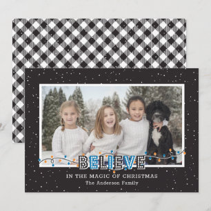 Cartes Pour Fêtes Annuelles Buffle noir blanc Plaid Neige bleu Croire photo