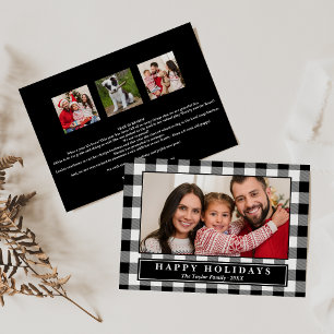 Cartes Pour Fêtes Annuelles Buffle Noir Plaid Année Révisée Photo Noël