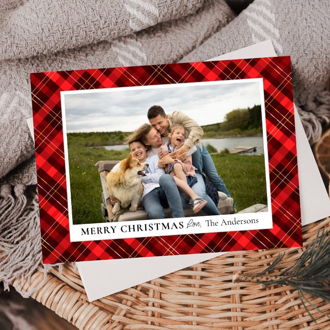 Cartes Pour Fêtes Annuelles Buffle personnalisé Plaid Christmas Family Photo (Créateur téléchargé)