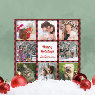 Cartes Pour Fêtes Annuelles Buffle rouge et noir plaqué huit photos