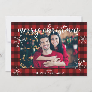 Cartes Pour Fêtes Annuelles Buffle rouge moderne plaid Joyeux Noël photo