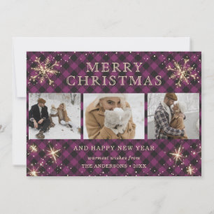 Cartes Pour Fêtes Annuelles Buffle violet personnalisé Plaid 3 photo