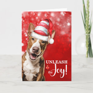 Cartes Pour Fêtes Annuelles Bull Terrier Chien lâcher la joie Noël