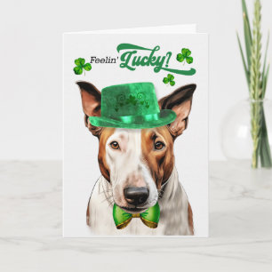 Cartes Pour Fêtes Annuelles Bull Terrier Chien Se Sentant Chanceux St Patrick'