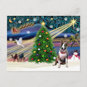 Cartes Pour Fêtes Annuelles Bull Terrier de Noël (bringé)