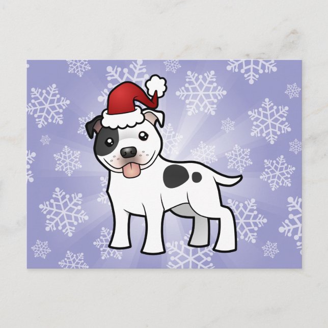 Cartes Pour Fêtes Annuelles Bull-terrier du Staffordshire de Noël (Devant)