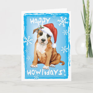 Cartes Pour Fêtes Annuelles Bull-terrier heureux de Howlidays le Staffordshire