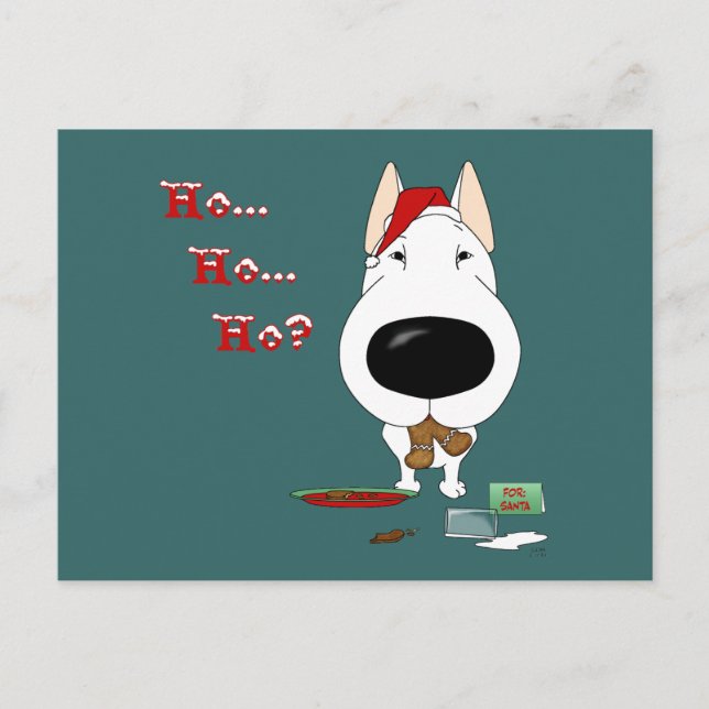 Cartes Pour Fêtes Annuelles Bull Terrier Noël (Devant)