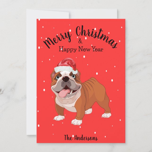 Cartes Pour Fêtes Annuelles Bulldog (Devant)