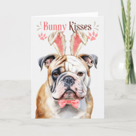 Cartes Pour Fêtes Annuelles Bulldog anglais à Bunny Ears pour Pâques
