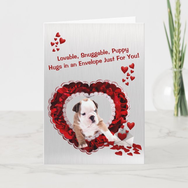 Cartes Pour Fêtes Annuelles Bulldog Lovable Pnuggy Hugues (Devant)